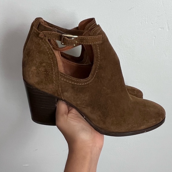 Frye Meghan Ankle Boots Women’s Size 10B Booties Brown Suede Heels - Picture 1 of 13